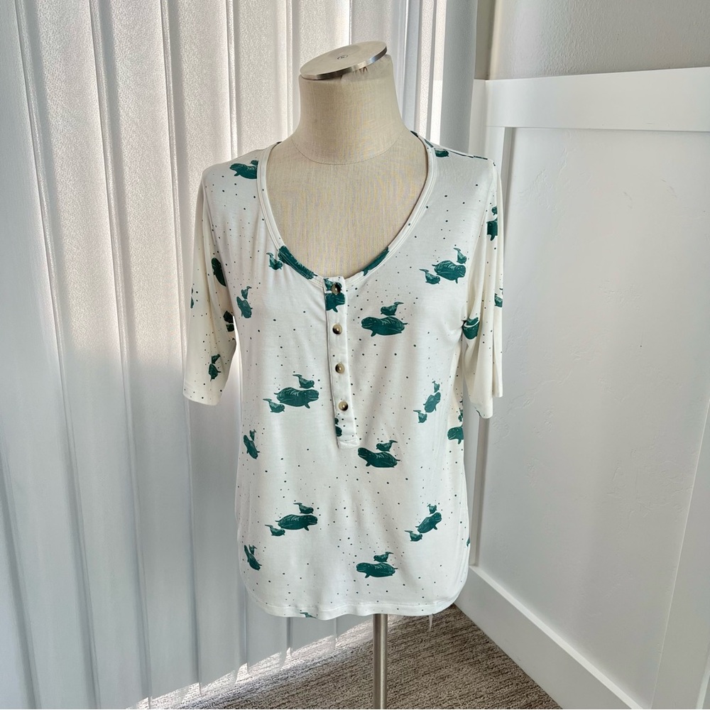 Kate Quinn Women’s Bamboo Relaxed Lounge Henley Top Size Small